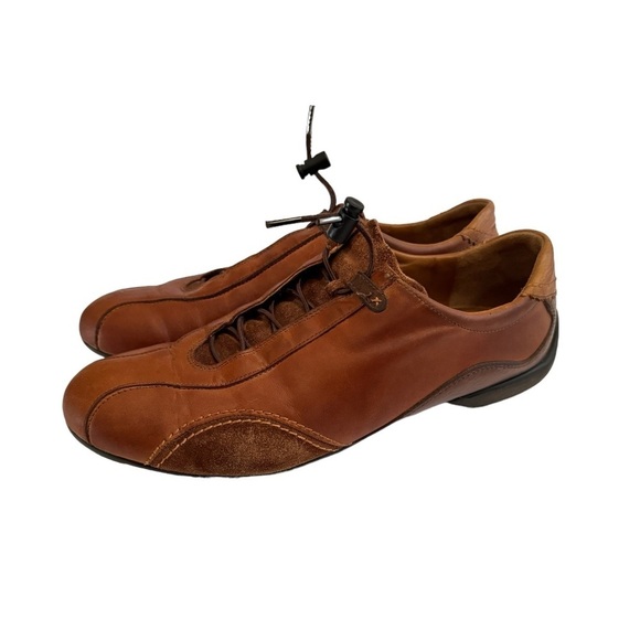 Paul Green München Brown Leather Adjustable Bungee Sneakers Size US 9 / UK 6.5 - Picture 2 of 10